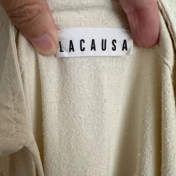 Lacausa Raw Silk Overalls size S Jumpsuit Pants in Cancas Pockets - Picture 5 of 9